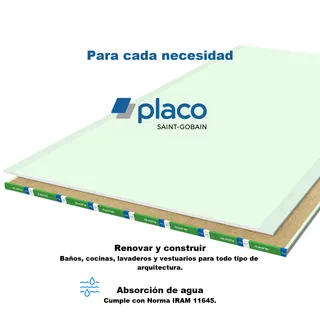 PLACA RH ANTIHUMEDAD 12,5 mm x 1.20 x 2.40 mt