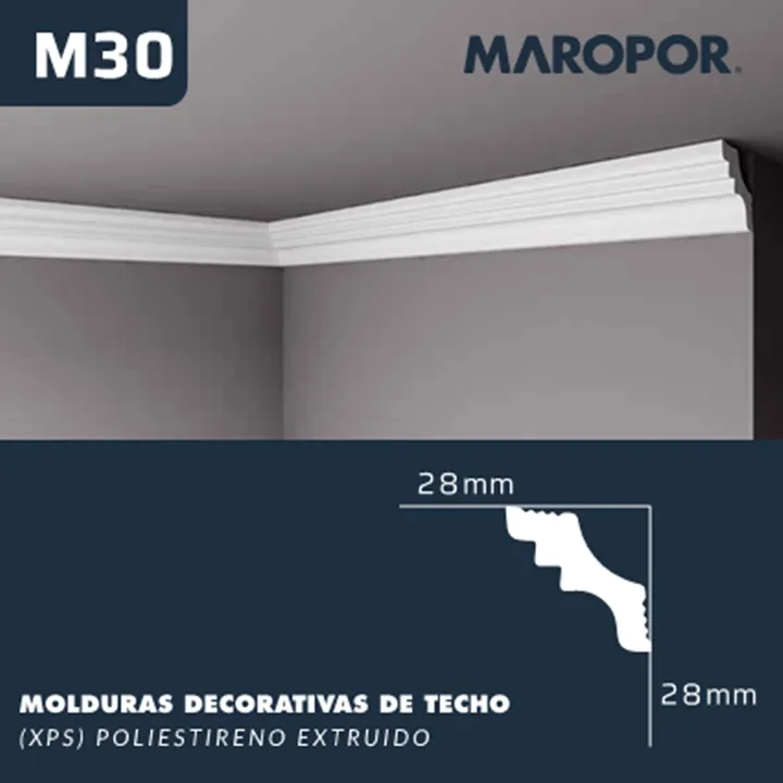 MOLDURA EPS M30 28 x 28 x 2 Mts